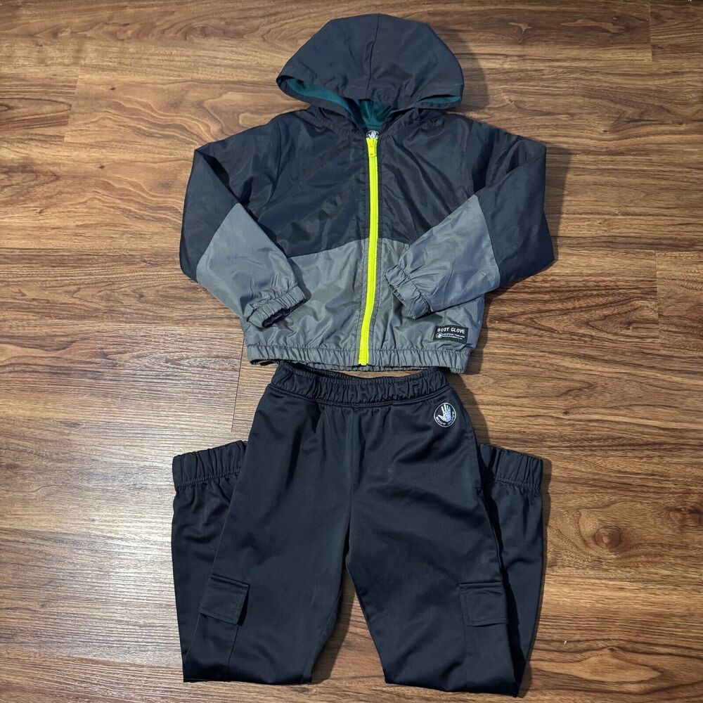 Body Glove Boys Kids 2 Piece Track Suit Black Full Zip Sweatpants Sweater Size 6